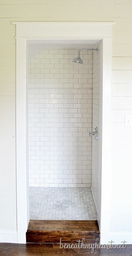 white subway tile shower