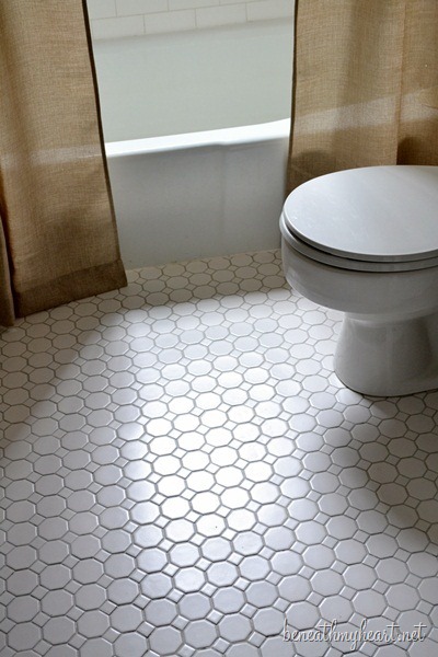 white octagonal tile flooring