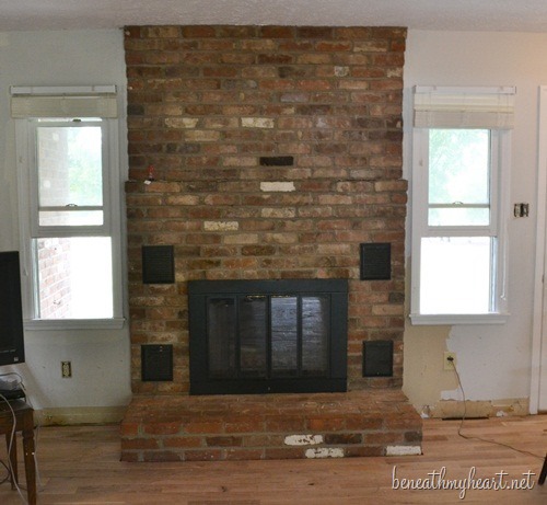 fireplace makeover "before"