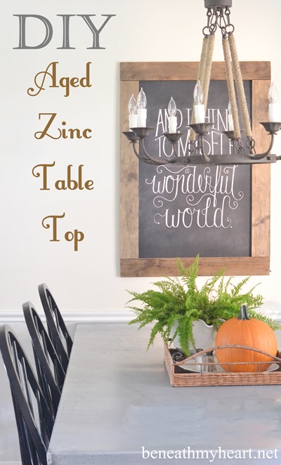 DIY Aged Zinc Table Top