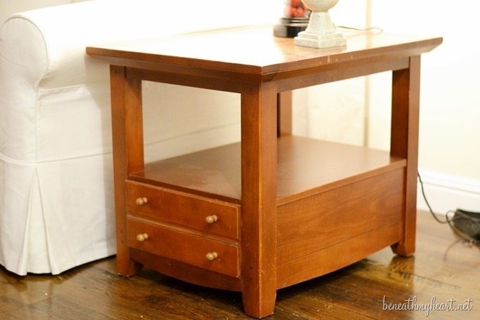 side table makeover with chalk finish paint