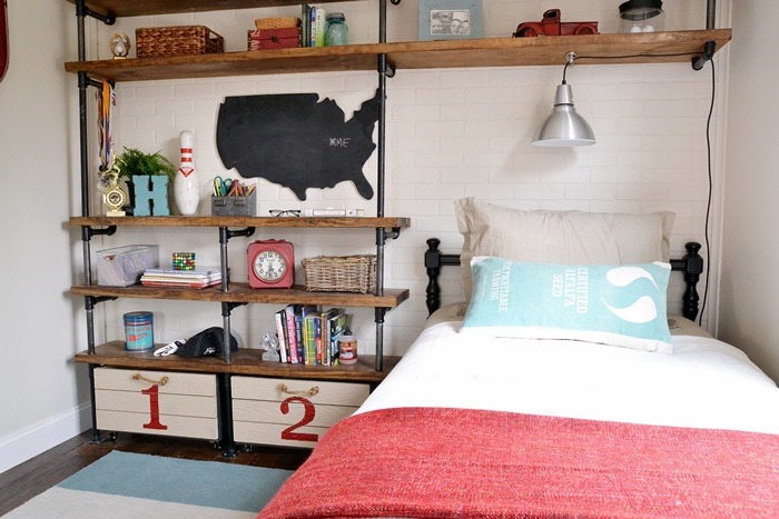 Industrial Shelves For A Boy S Room Beneath My Heart