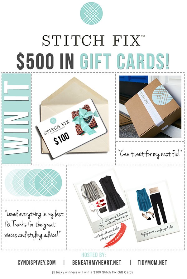 5 lucky winners will win a $100 Stitch Fix Gift Card!!