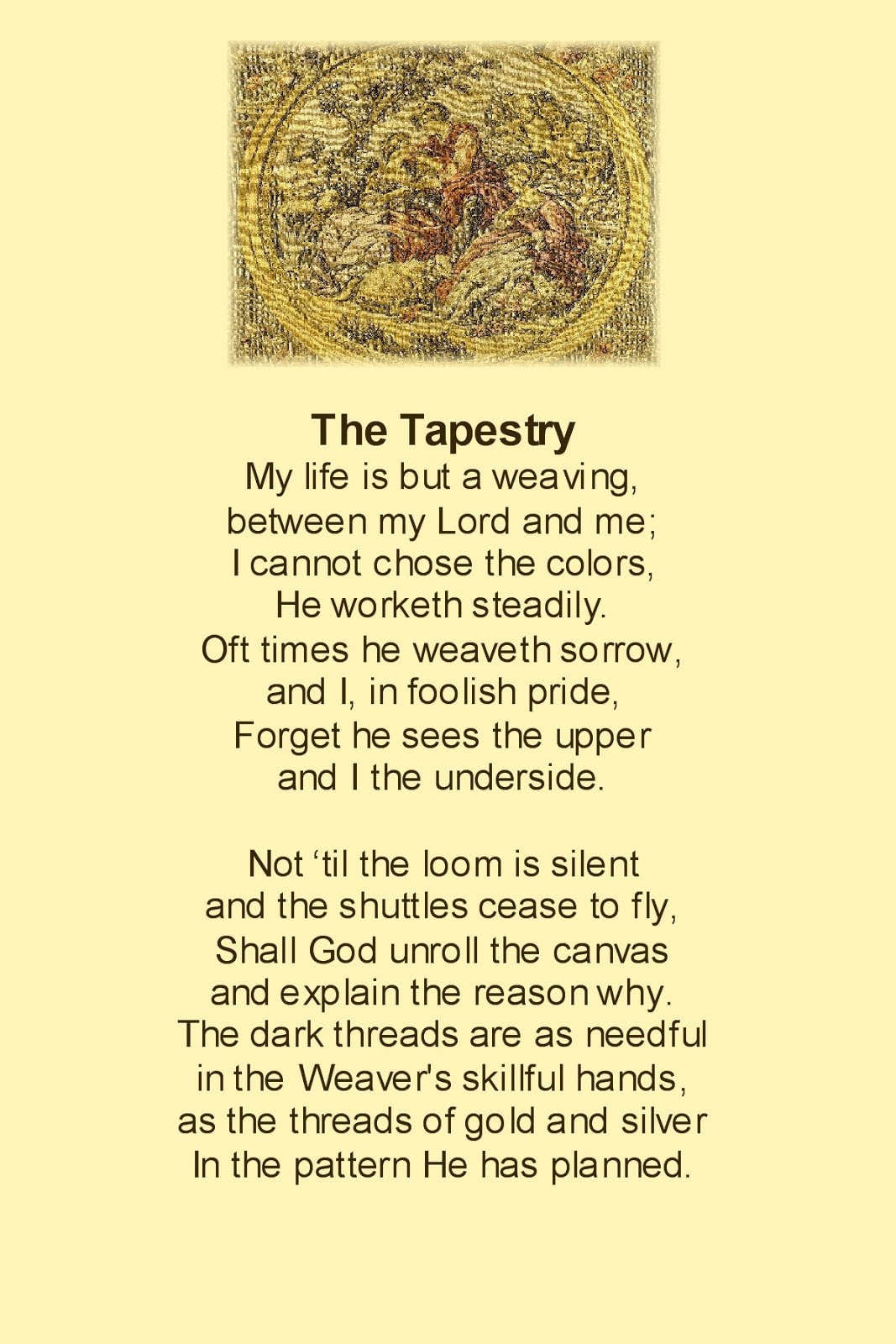lbb poem the tapestry