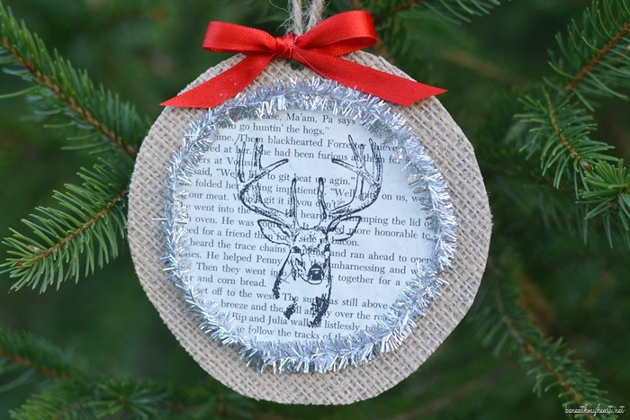 Stamped Deer Burlap Ornament