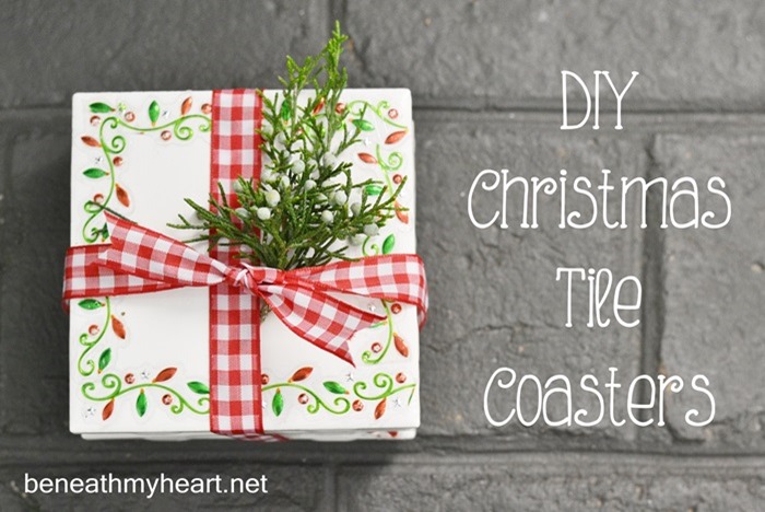 Inexpensive DIY Hostess or Teacher Gift {Tile Coasters}