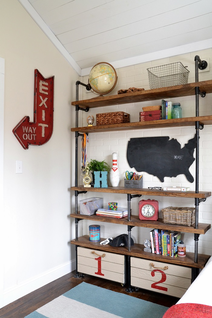 Industrial Shelves {for a boy’s room}