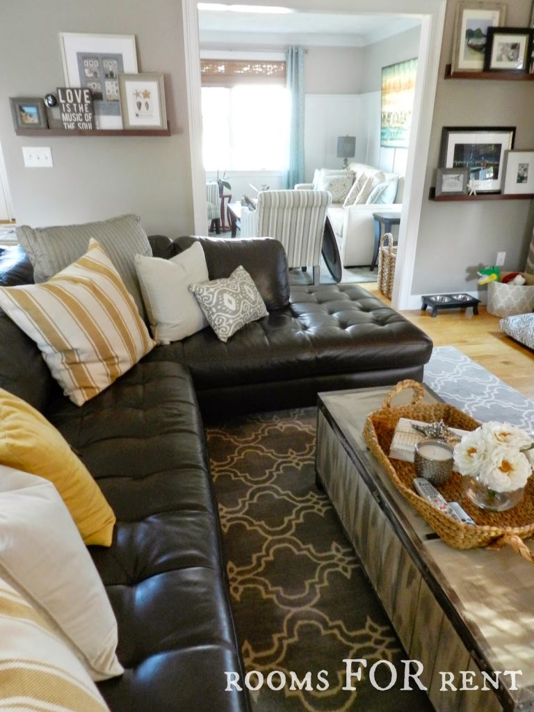 How to Style a Dark Leather Sofa (Den Makeover)