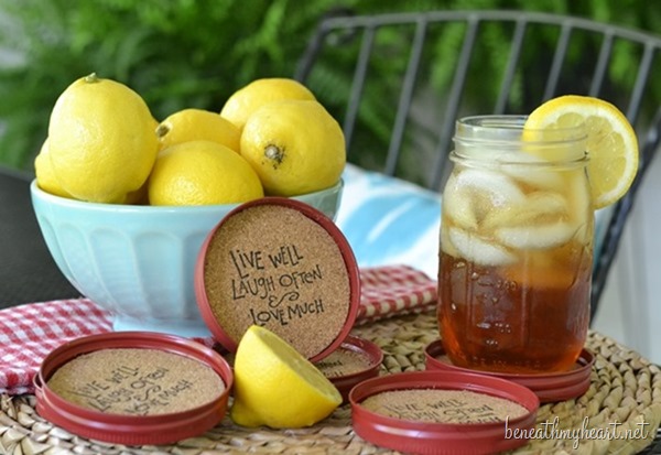 DIY Mason Jar Lid Coasters