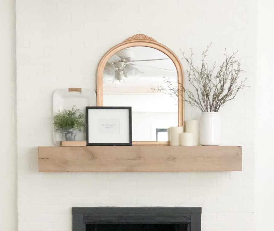 DIY Mirror Makeover {for our Fireplace Mantel}