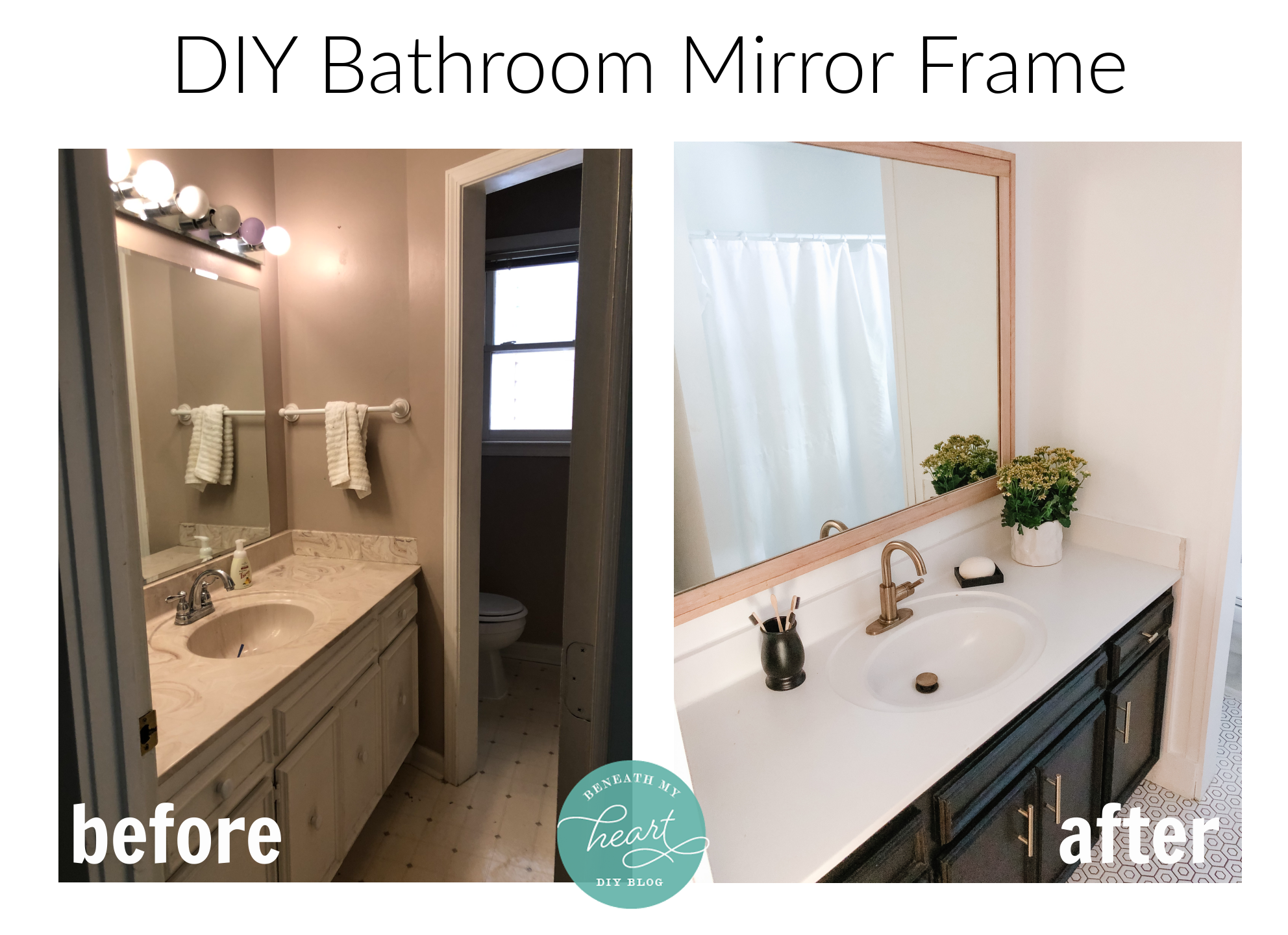 Diy Hallway Bathroom Mirror Makeover Beneath My Heart - How To Update An Old Bathroom Mirror