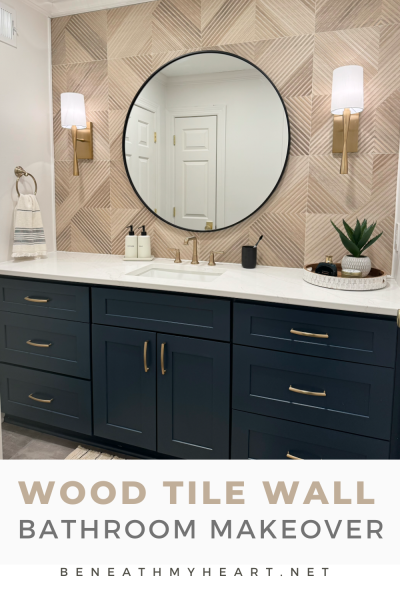 wood tile wall bathroom makeover