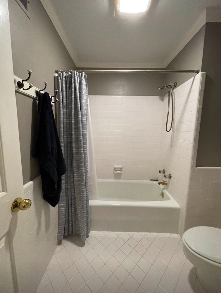 Wood Tile Wall Bathroom Makeover - Beneath My Heart