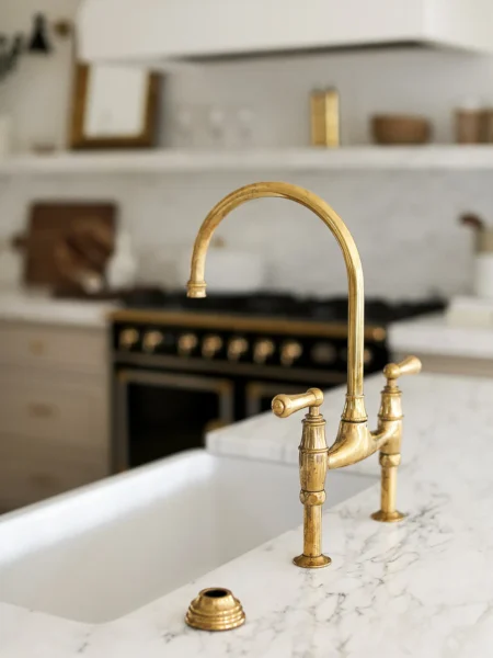 choosing unlaquered brass kitchen faucet